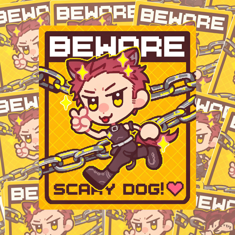 Laptop Accessories Gifts - Cute Wolf Boy Waterproof Sticker Beware