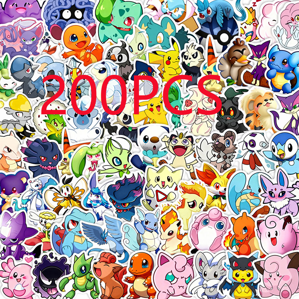 Laptop Accessories Gifts - 100/200pcs Pokemon Anime Stickers Pikachu Kawaii