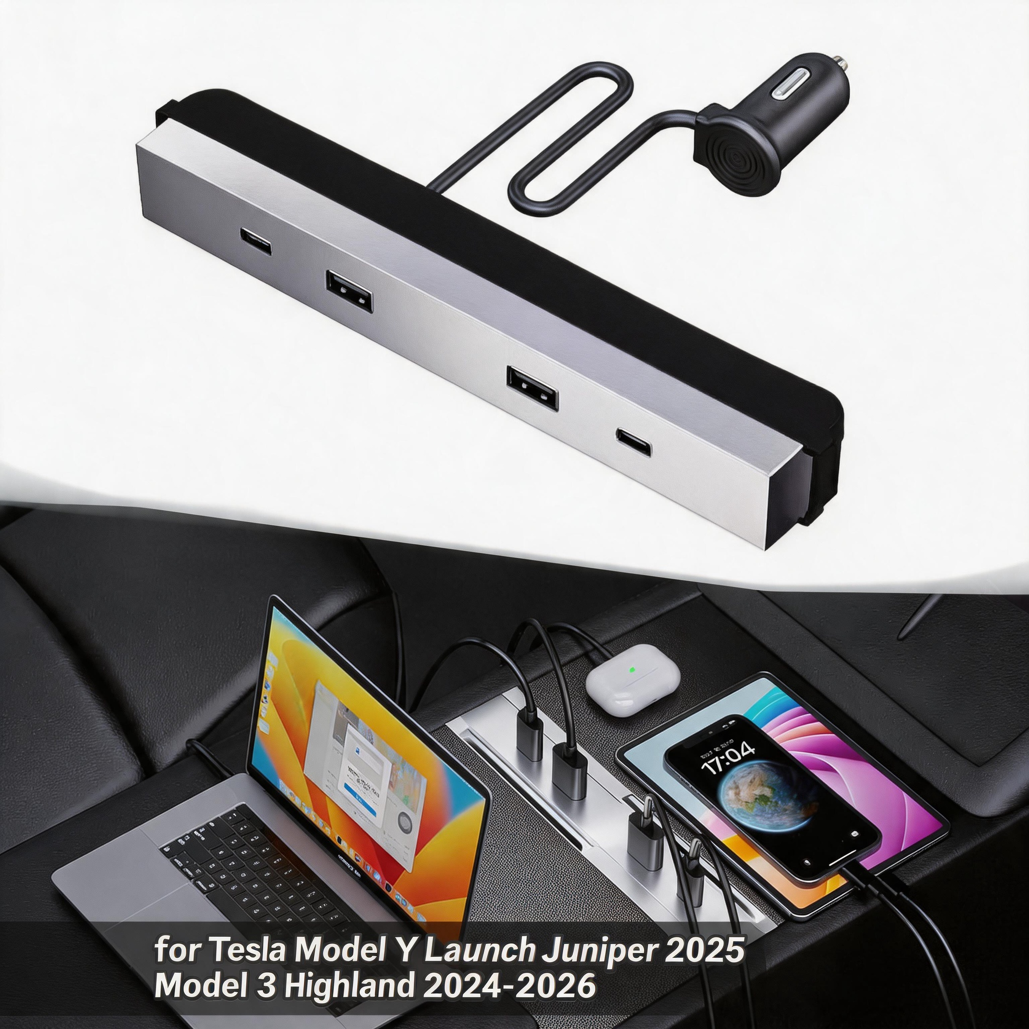 Usb C Docking Hub - Interior Accessory For Tesla Model YL