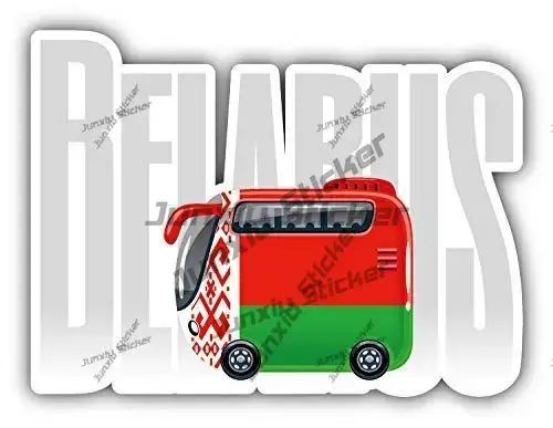 Laptop Accessories Logo - Belarus Travel Bus Flag Label Vinyl