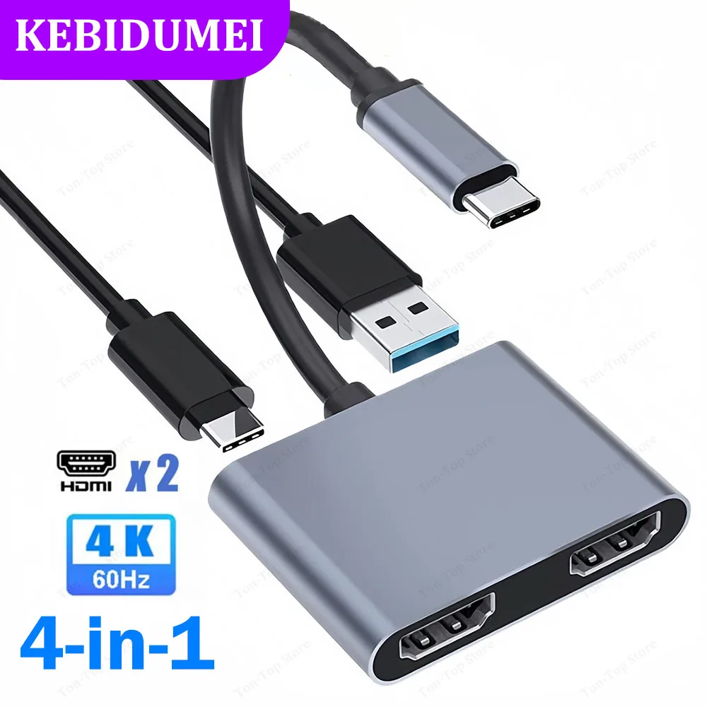 Usb C Docking Hub - 4-in-1 USB C Docking Station Dual