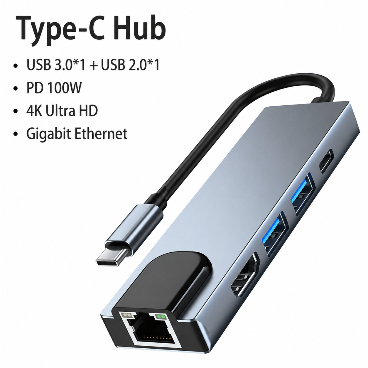 Usb C Docking Hub - Type-C 5-in-1 Multifunctional Laptop Adapter Dock