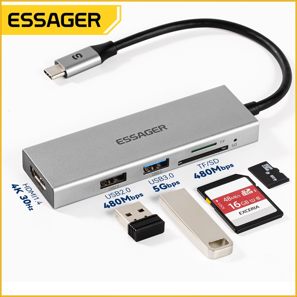 Essager 5 in 1 USB C HUB HDMI- - Usb C Docking Hub ulasan dan harga