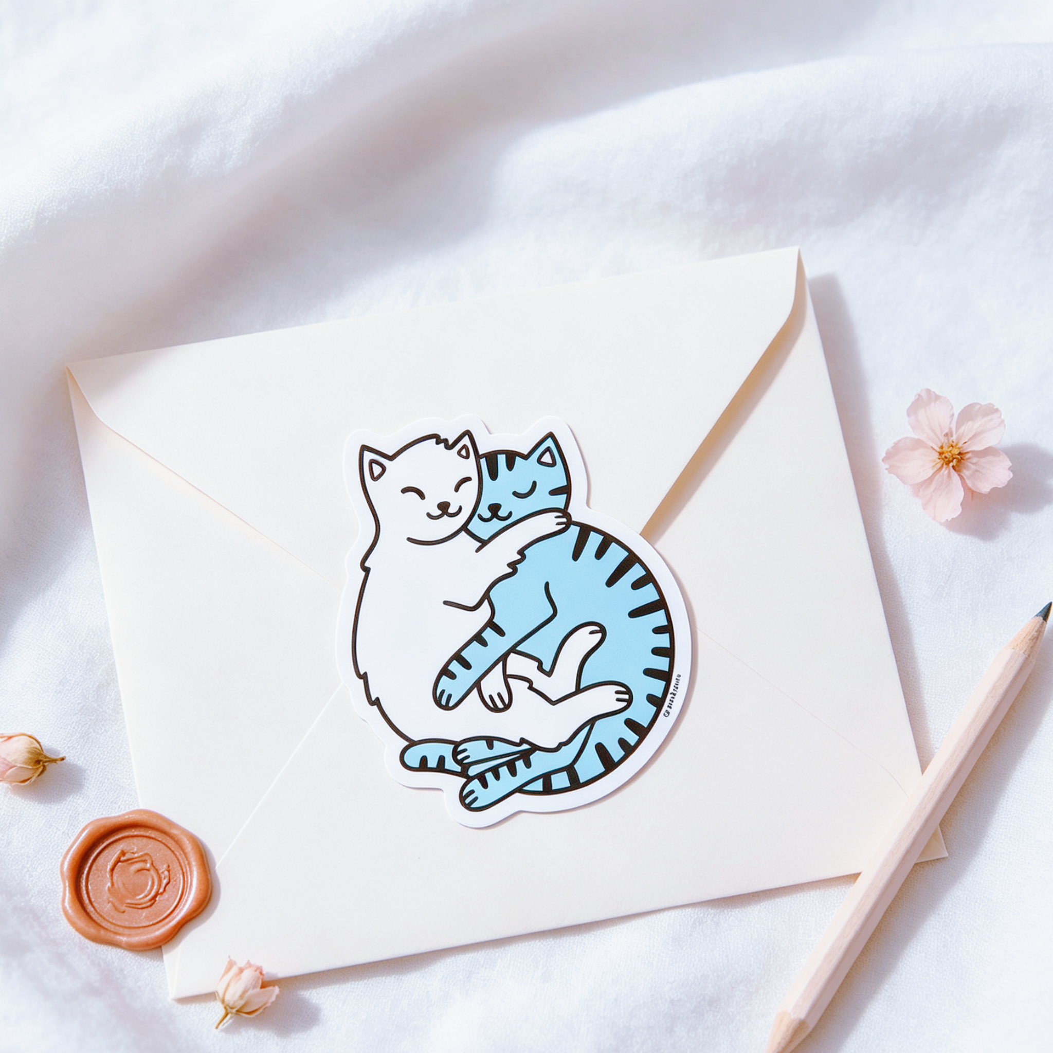 Cuddling Cats Vinyl Sticker Cu - Laptop Accessories Gifts ulasan dan harga