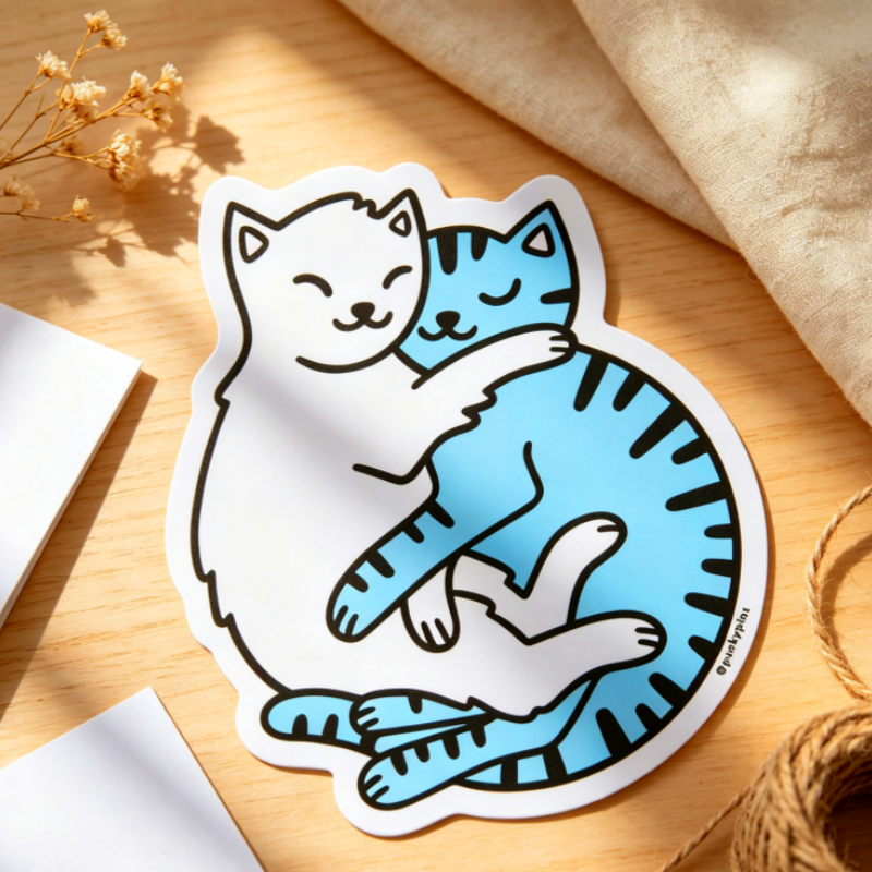 Cuddling Cats Vinyl Sticker Cu - Laptop Accessories Gifts ulasan dan harga
