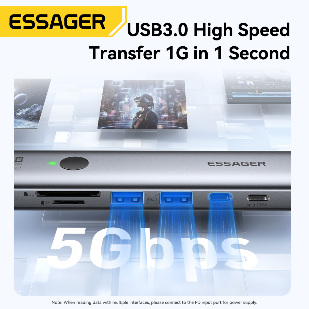Essager USB C HUB 4K 7-in-1 Ty - Usb C Docking Hub ulasan dan harga