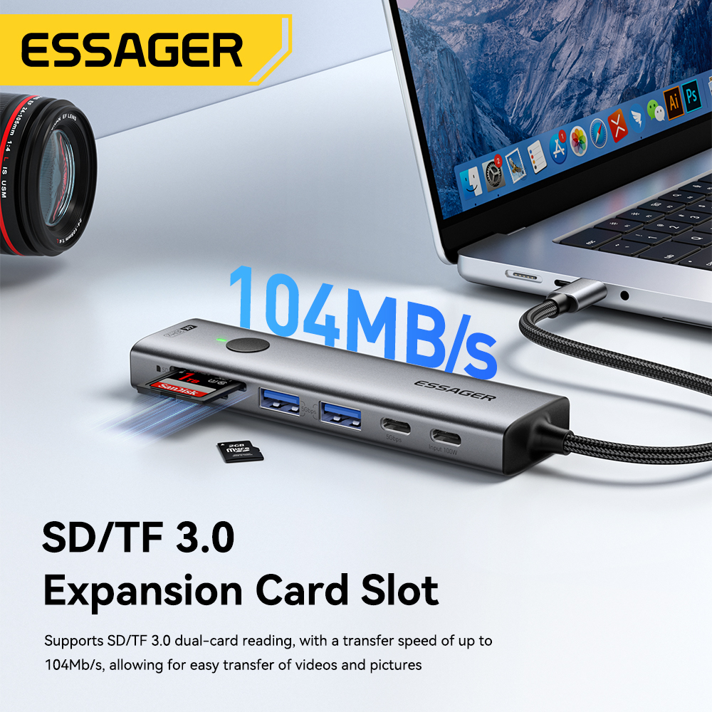Essager USB C HUB 4K 7-in-1 Ty - Usb C Docking Hub ulasan dan harga